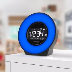 Table Clocks La Crosse Technology Color Mood Light Desk Clock With 5-Soothing Nature Sounds And USB Port -SAFAVIEH Shop black la crosse technology table clocks c83117 int 31 1000