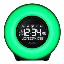 Table Clocks La Crosse Technology Color Mood Light Desk Clock With 5-Soothing Nature Sounds And USB Port