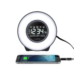 Table Clocks La Crosse Technology Color Mood Light Desk Clock With 5-Soothing Nature Sounds And USB Port -SAFAVIEH Shop black la crosse technology table clocks c83117 int c3 1000