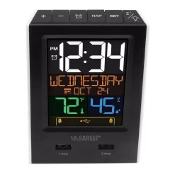 Table Clocks La Crosse Technology Desktop Dual USB Charging Clock With Alarm And Nap Timer -SAFAVIEH Shop black la crosse technology table clocks c86224 4f 1000