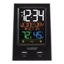 Table Clocks La Crosse Technology Desktop Dual USB Charging Clock With Alarm And Nap Timer