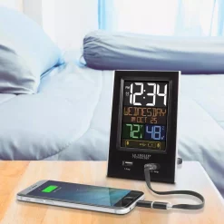 Table Clocks La Crosse Technology Desktop Dual USB Charging Clock With Alarm And Nap Timer -SAFAVIEH Shop black la crosse technology table clocks c86224 c3 1000