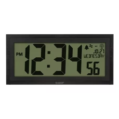 Wall Clocks La Crosse Technology 15 In. Extra-Large Textured Atomic Digital Clock