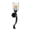 Wall Accents LITTON LANE 27 In. Wrought Iron Candle Sconce With Glass Hurricane Holder 2 Wall Accents LITTON LANE 27 In. Wrought Iron Candle Sconce With Glass Hurricane Holder -SAFAVIEH Shop black litton lane candle holders 34564 64 1000