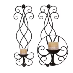 Wall Accents LITTON LANE 25 In. Black Iron Scrollwork Candle Sconce (Set Of 2) 7 Wall Accents LITTON LANE 25 In. Black Iron Scrollwork Candle Sconce (Set Of 2) -SAFAVIEH Shop black litton lane candle holders 66718 4f 1000