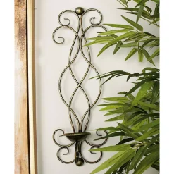 Wall Accents LITTON LANE 25 In. Black Iron Scrollwork Candle Sconce (Set Of 2)