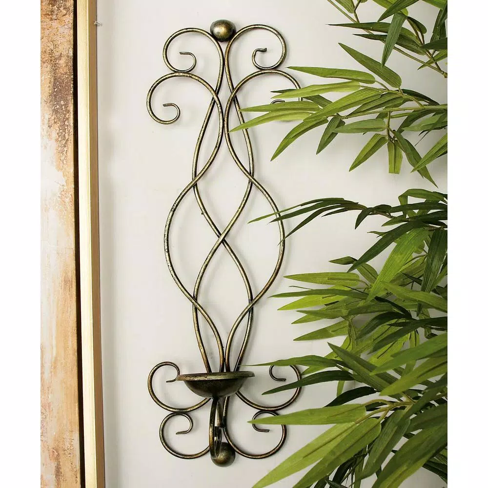 Wall Accents LITTON LANE 25 In. Black Iron Scrollwork Candle Sconce (Set Of 2) 3 Wall Accents LITTON LANE 25 In. Black Iron Scrollwork Candle Sconce (Set Of 2)