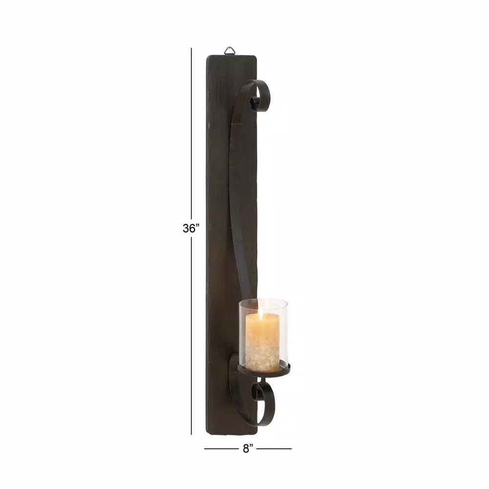 Wall Accents LITTON LANE Scrolled Wrought Iron Wall Sconce Candle Holder 10 Wall Accents LITTON LANE Scrolled Wrought Iron Wall Sconce Candle Holder - Image 8