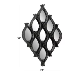 Wall Accents LITTON LANE Eclectic Large Black Diamond Mesh Metal Wall Sconce With Mirrors 10 Wall Accents LITTON LANE Eclectic Large Black Diamond Mesh Metal Wall Sconce With Mirrors -SAFAVIEH Shop black litton lane candle holders 82900 1f 1000