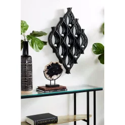 Wall Accents LITTON LANE Eclectic Large Black Diamond Mesh Metal Wall Sconce With Mirrors 11 Wall Accents LITTON LANE Eclectic Large Black Diamond Mesh Metal Wall Sconce With Mirrors -SAFAVIEH Shop black litton lane candle holders 82900 31 1000