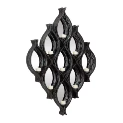 Wall Accents LITTON LANE Eclectic Large Black Diamond Mesh Metal Wall Sconce With Mirrors 8 Wall Accents LITTON LANE Eclectic Large Black Diamond Mesh Metal Wall Sconce With Mirrors -SAFAVIEH Shop black litton lane candle holders 82900 e1 1000
