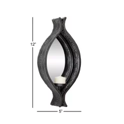 Wall Accents LITTON LANE Eclectic Ellipse-Shaped Black Mesh Metal Wall Sconces With Mirrors, Set Of 2 9 Wall Accents LITTON LANE Eclectic Ellipse-Shaped Black Mesh Metal Wall Sconces With Mirrors, Set Of 2 -SAFAVIEH Shop black litton lane candle holders 82901 1f 1000
