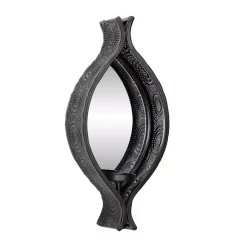 Wall Accents LITTON LANE Eclectic Ellipse-Shaped Black Mesh Metal Wall Sconces With Mirrors, Set Of 2 8 Wall Accents LITTON LANE Eclectic Ellipse-Shaped Black Mesh Metal Wall Sconces With Mirrors, Set Of 2 -SAFAVIEH Shop black litton lane candle holders 82901 4f 1000