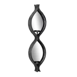 Wall Accents LITTON LANE Eclectic Figure Eight Black Mesh Metal Wall Sconces With Mirrors, Set Of 2 -SAFAVIEH Shop black litton lane candle holders 82902 4f 1000