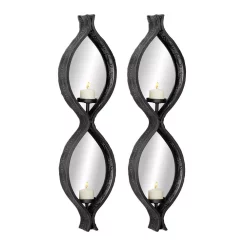 Wall Accents LITTON LANE Eclectic Figure Eight Black Mesh Metal Wall Sconces With Mirrors, Set Of 2 -SAFAVIEH Shop black litton lane candle holders 82902 c3 1000