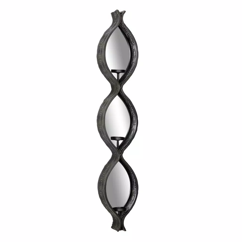 Wall Accents LITTON LANE Eclectic Ellipse-Shaped Black Mesh Metal Wall Sconces With Mirrors, Set Of 2 5 Wall Accents LITTON LANE Eclectic Ellipse-Shaped Black Mesh Metal Wall Sconces With Mirrors, Set Of 2 - Image 3