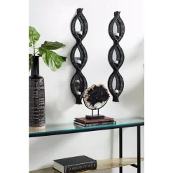 Wall Accents LITTON LANE Eclectic Ellipse-Shaped Black Mesh Metal Wall Sconces With Mirrors, Set Of 2