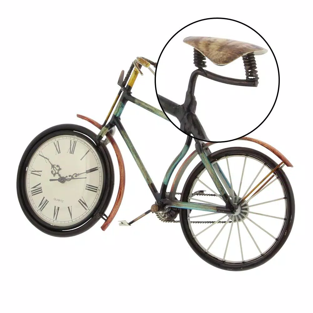 Table Clocks LITTON LANE 10 In. X 16 In. Iron Clock In Bicycle Frame 8 Table Clocks LITTON LANE 10 In. X 16 In. Iron Clock In Bicycle Frame - Image 6