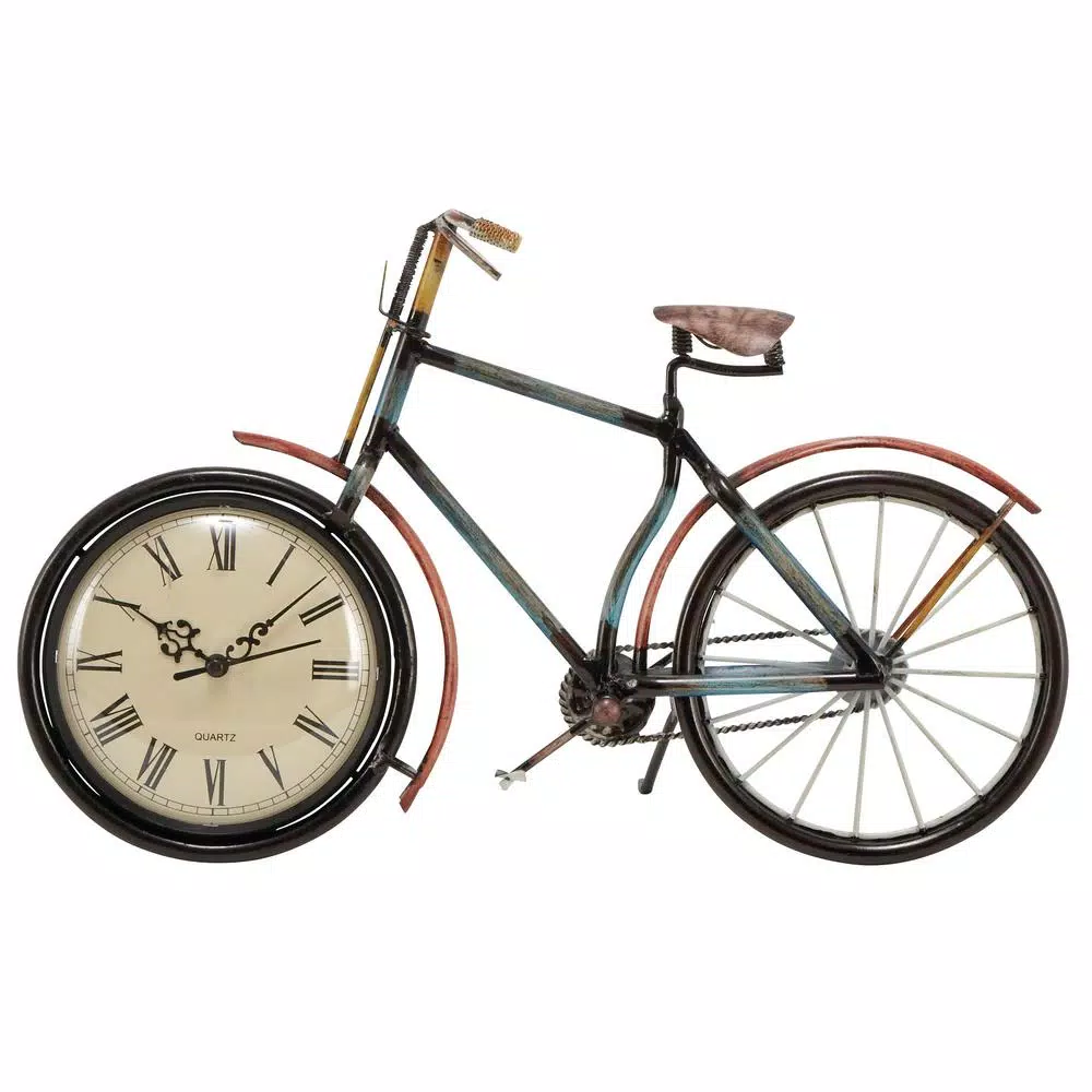 Table Clocks LITTON LANE 10 In. X 16 In. Iron Clock In Bicycle Frame 3 Table Clocks LITTON LANE 10 In. X 16 In. Iron Clock In Bicycle Frame