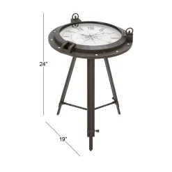 Table Clocks LITTON LANE 24 In. X 19 In. Iron Compass And Porthole Clock Table -SAFAVIEH Shop black litton lane table clocks 55959 1f 1000