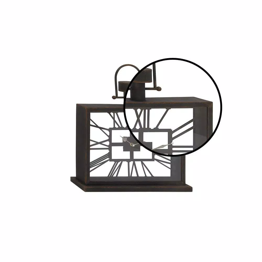 Table Clocks LITTON LANE 20 In. X 18 In. Black Iron And Clear Glass Horizontal Rectangular Table Clock 5 Table Clocks LITTON LANE 20 In. X 18 In. Black Iron And Clear Glass Horizontal Rectangular Table Clock - Image 3