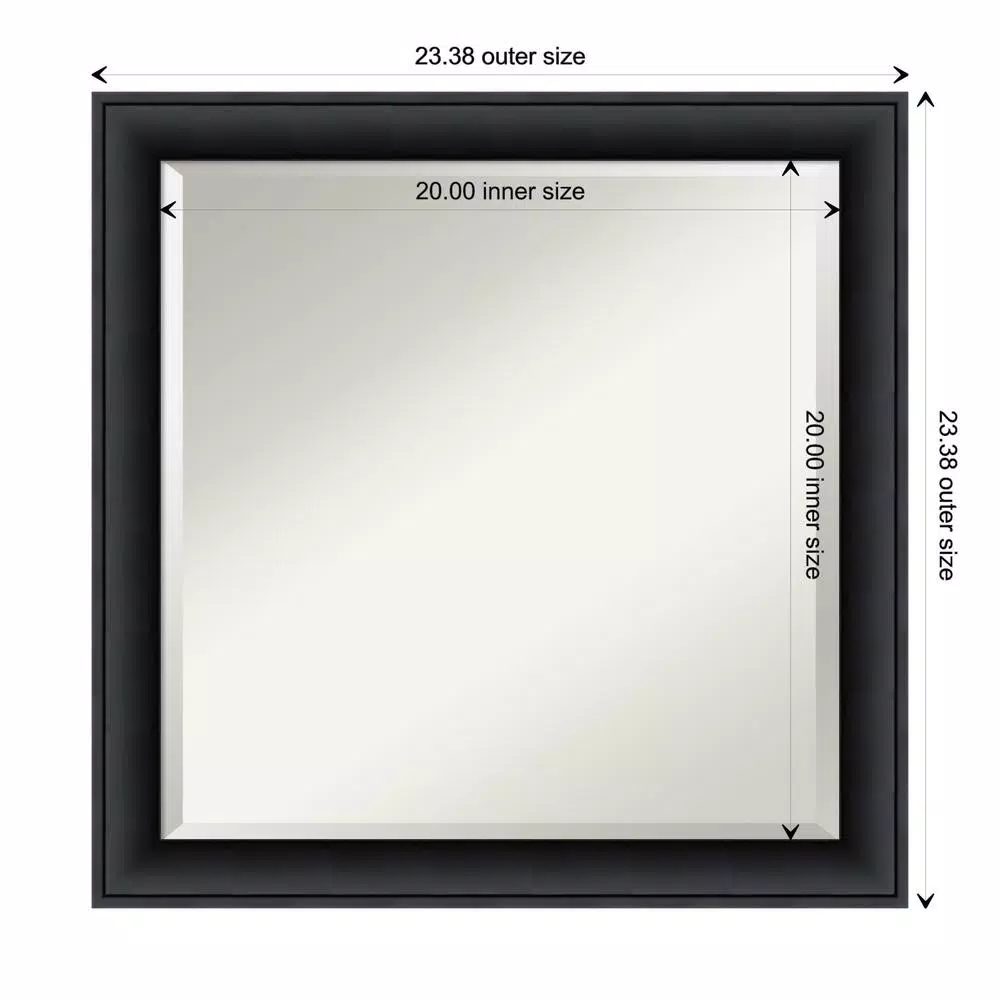 Mirrors Amanti Art Nero 23 In. W X 23 In. H Framed Square Beveled Edge Bathroom Vanity Mirror In Black Satin 7 Mirrors Amanti Art Nero 23 In. W X 23 In. H Framed Square Beveled Edge Bathroom Vanity Mirror In Black Satin - Image 5