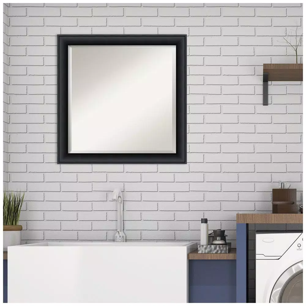 Mirrors Amanti Art Nero 23 In. W X 23 In. H Framed Square Beveled Edge Bathroom Vanity Mirror In Black Satin 10 Mirrors Amanti Art Nero 23 In. W X 23 In. H Framed Square Beveled Edge Bathroom Vanity Mirror In Black Satin - Image 8