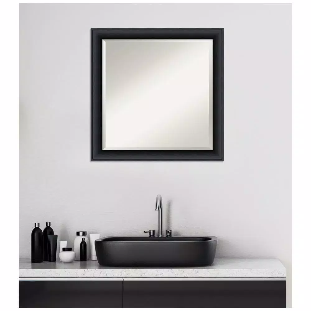 Mirrors Amanti Art Nero 23 In. W X 23 In. H Framed Square Beveled Edge Bathroom Vanity Mirror In Black Satin 9 Mirrors Amanti Art Nero 23 In. W X 23 In. H Framed Square Beveled Edge Bathroom Vanity Mirror In Black Satin - Image 7