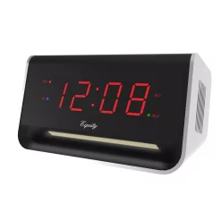 Table Clocks Equity By La Crosse 5.5 In. X 3.15 In. LED Alarm Clock With Bluetooth And USB Port – Red