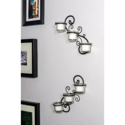 Wall Accents Stonebriar Collection Black Candle Wall Sconce (Set Of 2) 11 Wall Accents Stonebriar Collection Black Candle Wall Sconce (Set Of 2) -SAFAVIEH Shop black stonebriar collection candle holders br cn 5098bc 31 1000