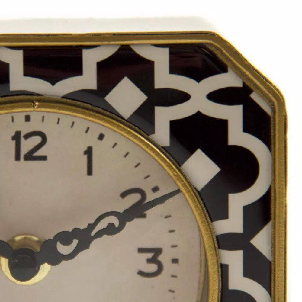 Table Clocks Zentique Black And White Pattern With Gold Trimmed Rounded Square Table Clock 5 Table Clocks Zentique Black And White Pattern With Gold Trimmed Rounded Square Table Clock - Image 3