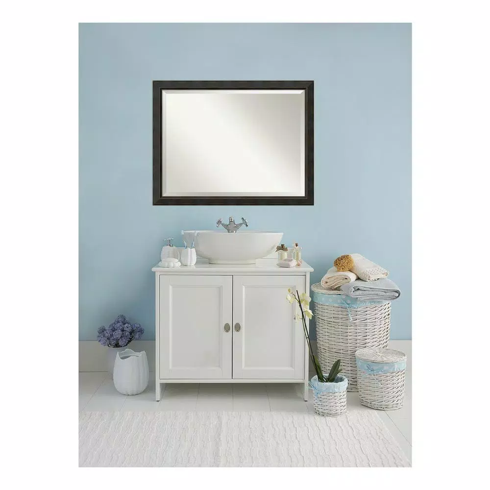 Mirrors Amanti Art Signore 45 In. W X 35 In. H Framed Rectangular Beveled Edge Bathroom Vanity Mirror In Bronze 6 Mirrors Amanti Art Signore 45 In. W X 35 In. H Framed Rectangular Beveled Edge Bathroom Vanity Mirror In Bronze - Image 4