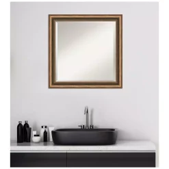 Mirrors Amanti Art Manhattan 24 In. W X 24 In. H Framed Square Beveled Edge Bathroom Vanity Mirror In Bronze Bronze -SAFAVIEH Shop bronze bronze amanti art mirrors dsw4407169 fa 1000