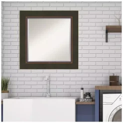 Mirrors Amanti Art Milano 26 In. W X 26 In. H Framed Square Beveled Edge Bathroom Vanity Mirror In Bronze Bronze -SAFAVIEH Shop bronze bronze amanti art mirrors dsw4407177 fa 1000