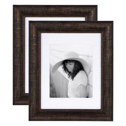 Kate And Laurel Aldridge 11 In. X 14 In. Matted To 8 In. X 10 In. Bronze Picture Frames (Set Of 2)