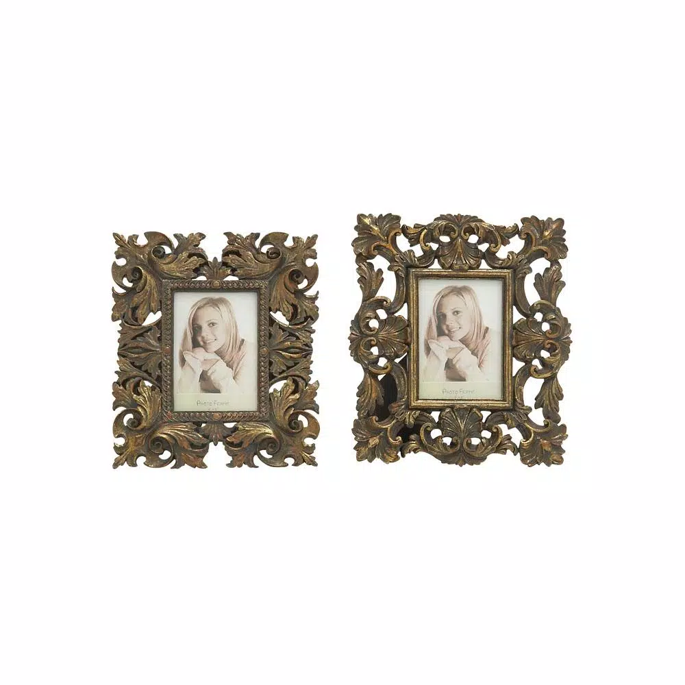 Picture Frames LITTON LANE Rustic 1-Opening Bronze Scrollwork Photo Frames (Set Of 2) 4 Picture Frames LITTON LANE Rustic 1-Opening Bronze Scrollwork Photo Frames (Set Of 2) - Image 2