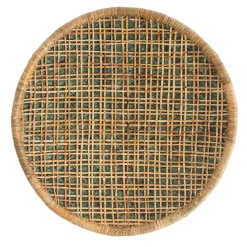 Wall Accents 3R Studios Handwoven Beige And Green Rattan Wall Decor