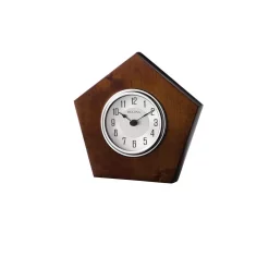 Table Clocks Bulova 6 In. H X 6.5 In. W Gloss Brown Cherry Table Clock With Solid Hardwood Case