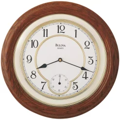 Wall Clocks Bulova 14 In. Solid Oak Wall Clock