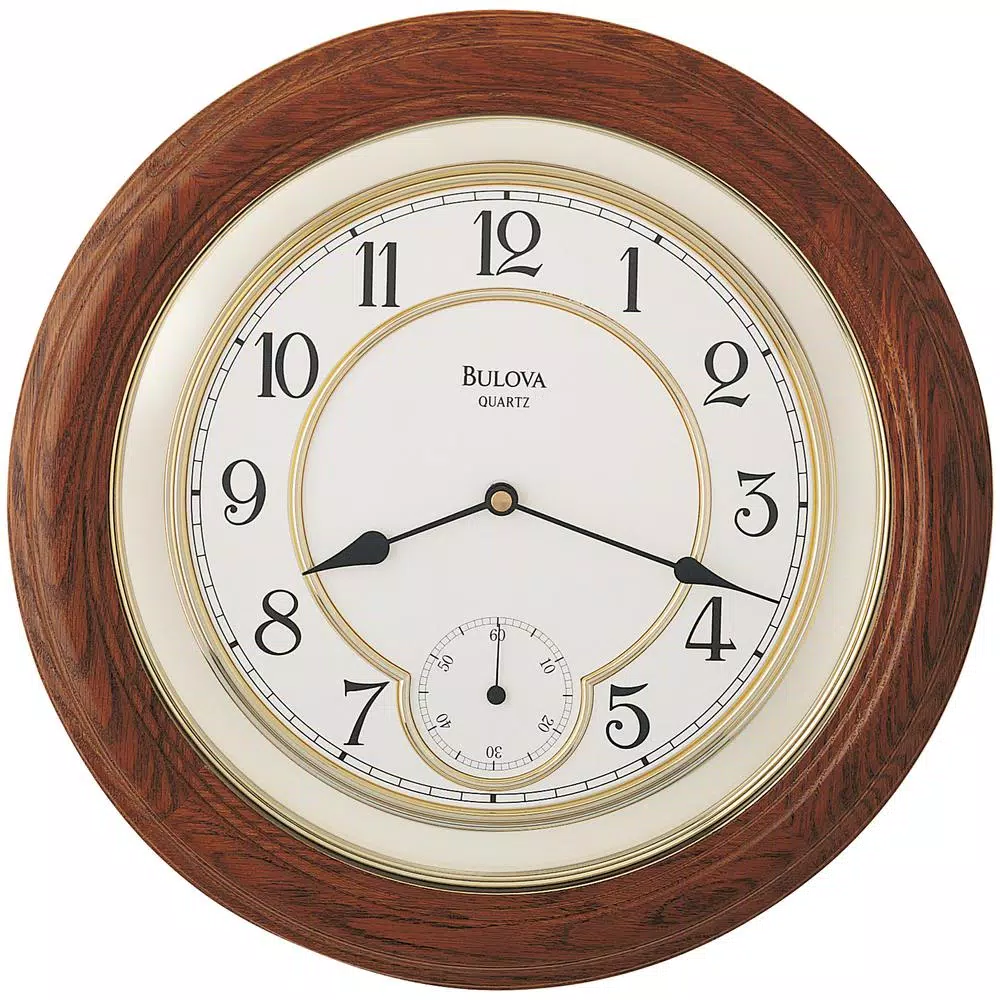 Bulova 14 in. Solid Oak Wall Clock Wall Clocks Bulova 14 In. Solid Oak Wall Clock -SAFAVIEH Shop brown bulova wall clocks c4596 64 1000