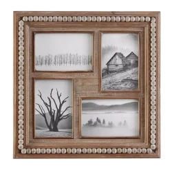 Picture Frames Home Decorators Collection 4″ X 6″ Natural Beaded Wood 4-Opening Picture Frame