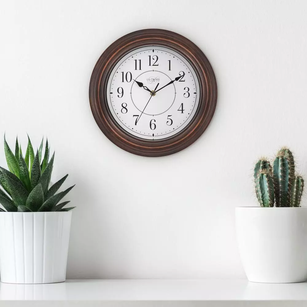 Wall Clocks La Crosse Technology 12 In. H Round Brown Plastic Wall Clock With Silent Movement 7 Wall Clocks La Crosse Technology 12 In. H Round Brown Plastic Wall Clock With Silent Movement - Image 5