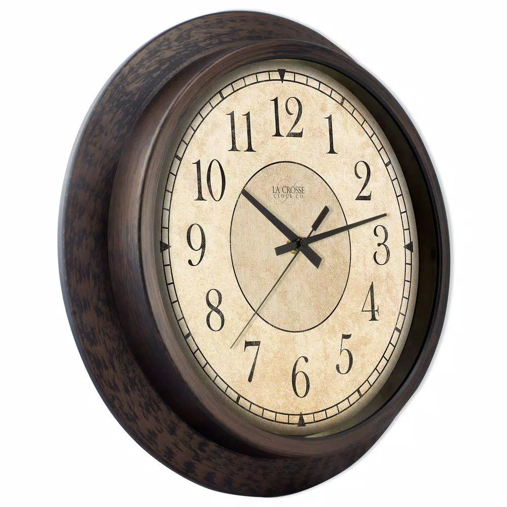 Wall Clocks La Crosse Technology 14 In. H Round Brown Plastic Analog Wall Clock 5 Wall Clocks La Crosse Technology 14 In. H Round Brown Plastic Analog Wall Clock - Image 3