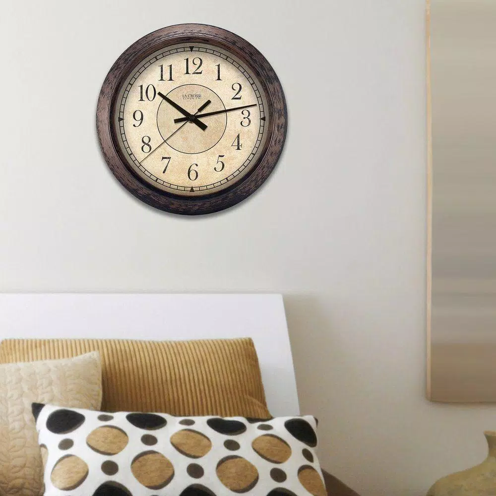 Wall Clocks La Crosse Technology 14 In. H Round Brown Plastic Analog Wall Clock 3 Wall Clocks La Crosse Technology 14 In. H Round Brown Plastic Analog Wall Clock