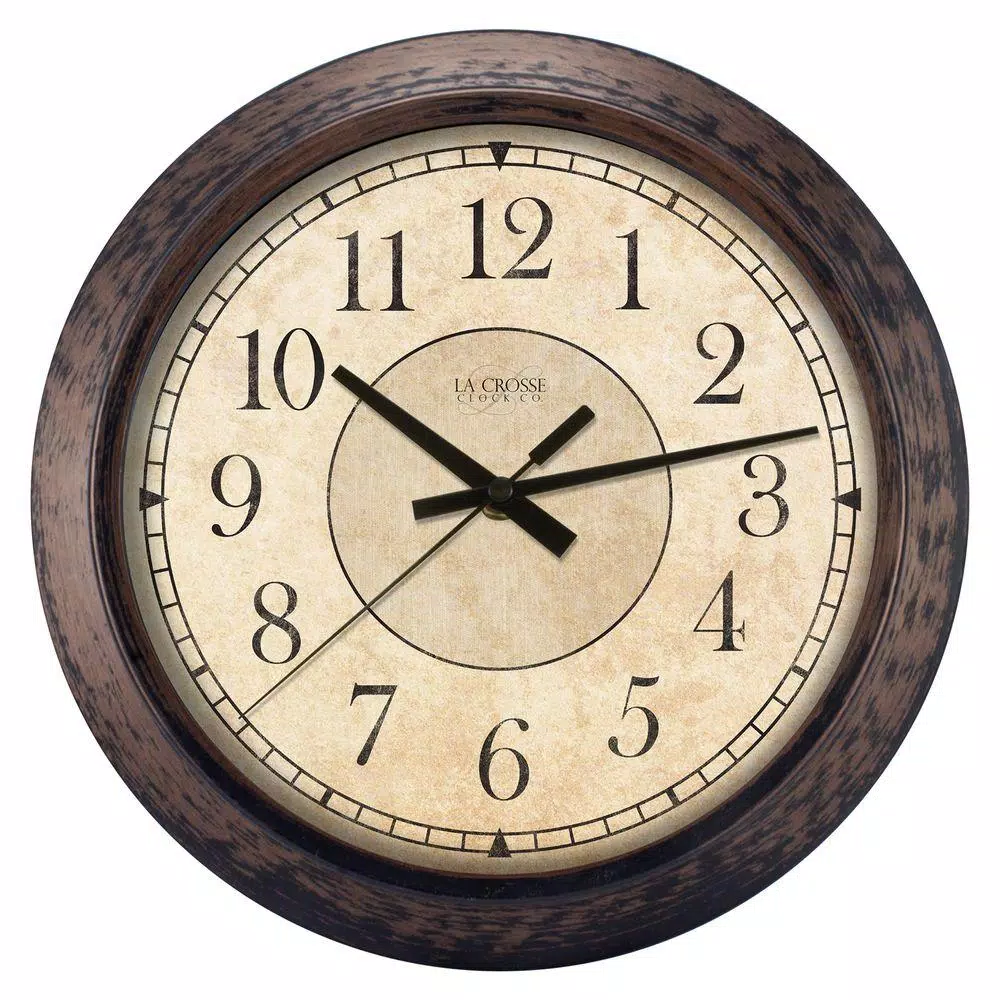 Wall Clocks La Crosse Technology 14 In. H Round Brown Plastic Analog Wall Clock 6 Wall Clocks La Crosse Technology 14 In. H Round Brown Plastic Analog Wall Clock - Image 4