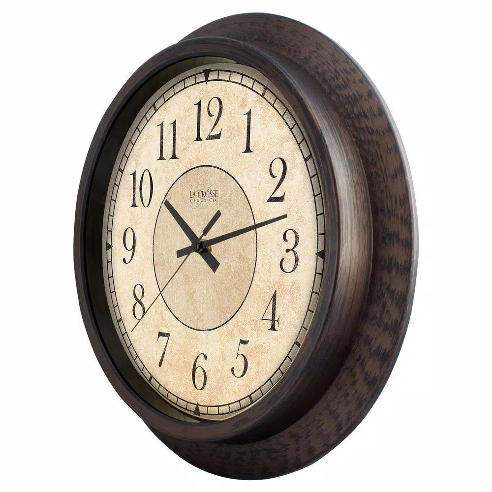 Wall Clocks La Crosse Technology 14 In. H Round Brown Plastic Analog Wall Clock 4 Wall Clocks La Crosse Technology 14 In. H Round Brown Plastic Analog Wall Clock - Image 2