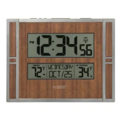Wall Clocks La Crosse Technology Atomic Digital Wall Clock With Indoor & Outdoor Temperature