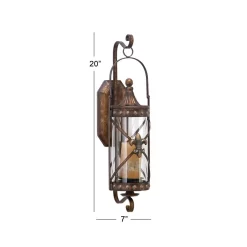 Wall Accents LITTON LANE Old World Riveted Burnished Bronze Iron Candle Sconce -SAFAVIEH Shop brown litton lane candle holders 68391 1f 1000