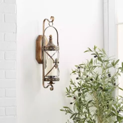 Wall Accents LITTON LANE Old World Riveted Burnished Bronze Iron Candle Sconce -SAFAVIEH Shop brown litton lane candle holders 68391 77 1000