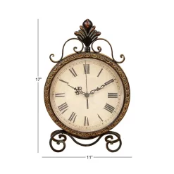 Table Clocks LITTON LANE 17 In. X 11 In. Round Iron Table Clock -SAFAVIEH Shop brown litton lane table clocks 72755 1f 1000